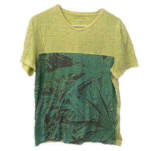 Calvin Klein Jeans T-Shirt, Men's M, Yellow and Teal Palm Design, OOP